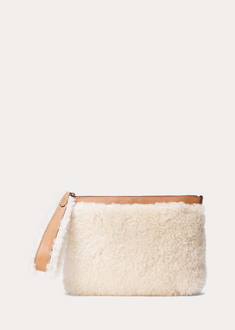 ポロ ラルフ ローレン バッグ レディース 白 Shearling Envelope Clutch YHCVT0324